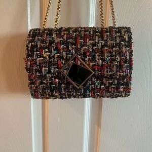 Chic Multicolor Tweed Chain Bag
